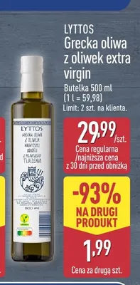 Grecka oliwa z oliwek extra virgin Lyttos promocja w Aldi