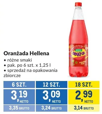 Oranżada Hellena różne smaki promocja w Makro