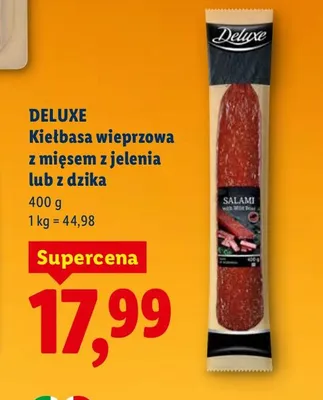 Kiełbasa wieprzowa z mięsem z jelenia promocja w Lidl
