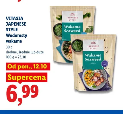 Wodorosty wakame duże Vitasia Japanese Style promocja w Lidl