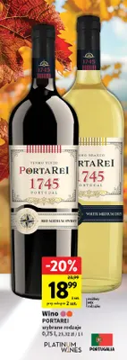 Wino czerwone Portarei 1745 Red Medium Sweet promocja w Intermarche