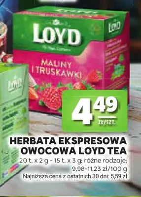 Herbata ekspresowa owocowa Loyd Tea promocja w Stokrotka