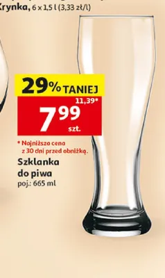 Szklanka do piwa 665ml promocja w Auchan
