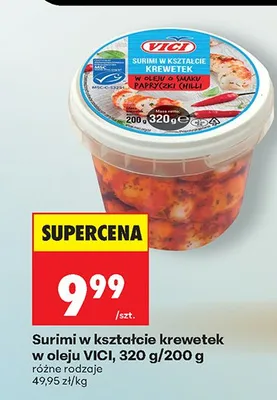 Surimi w kształcie krewetek w oleju o smaku papryczki chilli Vici promocja w Biedronka