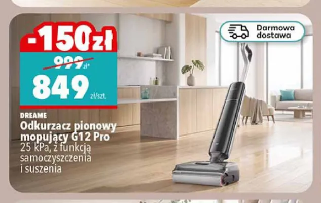 Odkurzacz pionowy mopujący G12 Pro z funkcją samoczyszczenia i suszenia Dreame promocja w Biedronka