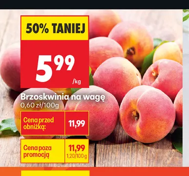 Brzoskwinie na wagę promocja w Biedronka