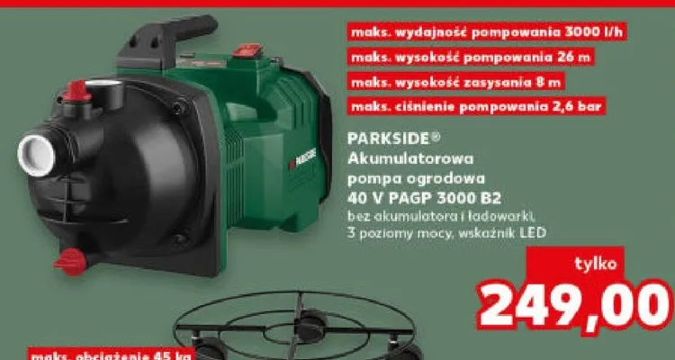 Akumulatorowa pompa ogrodowa 40 V PAGP 3000 B2 promocja w Kaufland