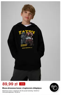 Bluza dresowa loose z kapturem chłopięca 4F promocja w 4F
