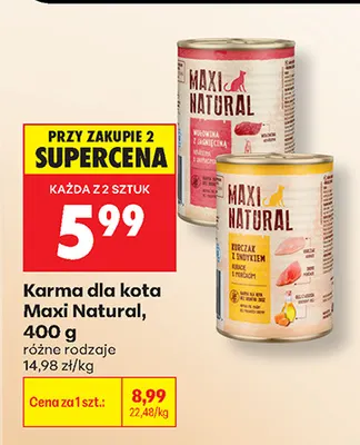 Karma dla kota Maxi Natural wołowina z jagnięciną promocja w Biedronka