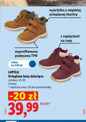 Ocieplane buty dziecięce Lupilu promocja w Lidl