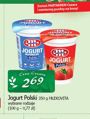 Jogurt Polski naturalny Mlekovita promocja w CEZAR Delikatesy