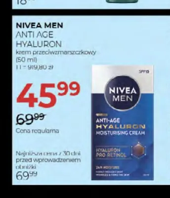 Krem przeciwzmarszczkowy Nivea Men Anti Age Hyaluron promocja w Drogerie Jawa