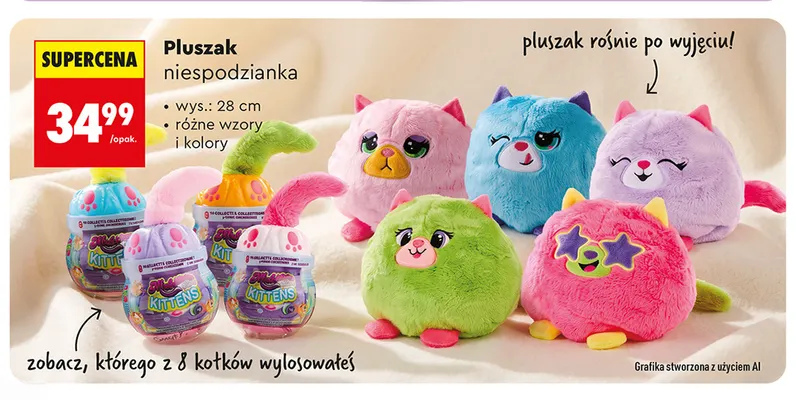 Pluszak niespodzianka 28 cm promocja w Biedronka