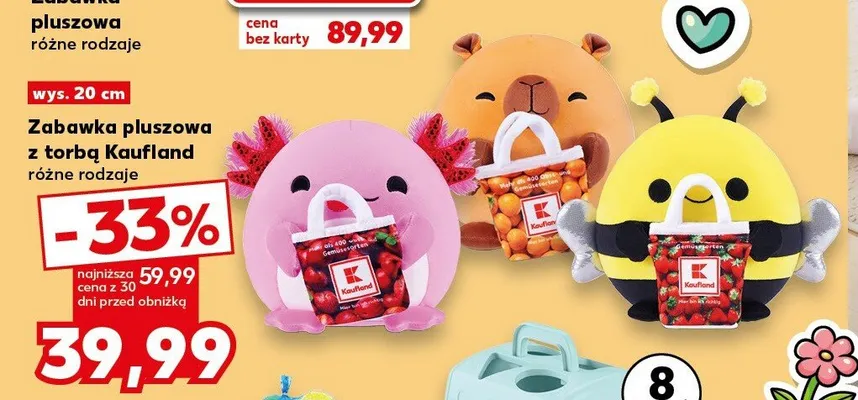Zabawka pluszowa z torbą Kaufland wys. 20cm promocja w Kaufland