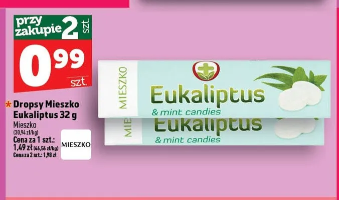 Dropsy Mieszko Eukaliptus promocja w TOPAZ