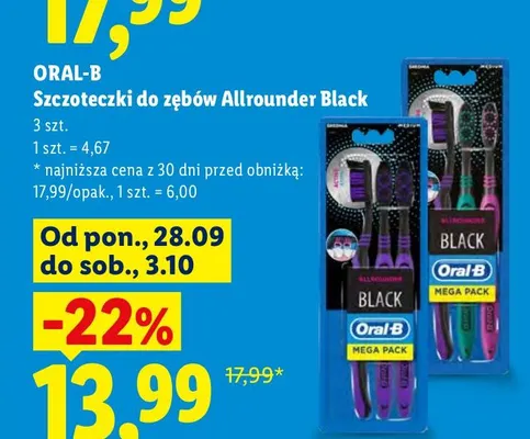Szczoteczki do zębów Allrounder Black Oral-B promocja w Lidl