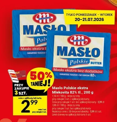 Masło Polskie ekstra Mlekovita 82% tł. promocja w Twój Market