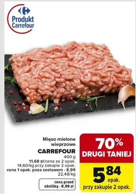 Mięso mielone wieprzowe Carrefour targ świeżości promocja w Carrefour Market