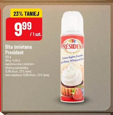 Bita śmietana Président promocja w POLOmarket