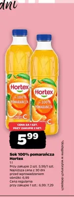 Sok 100% pomarańcza Hortex promocja w Netto