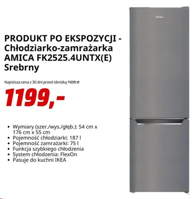 Chłodziarko-zamrażarka Amica FK2525,4UNTX(E) Srebrny promocja w Media Markt