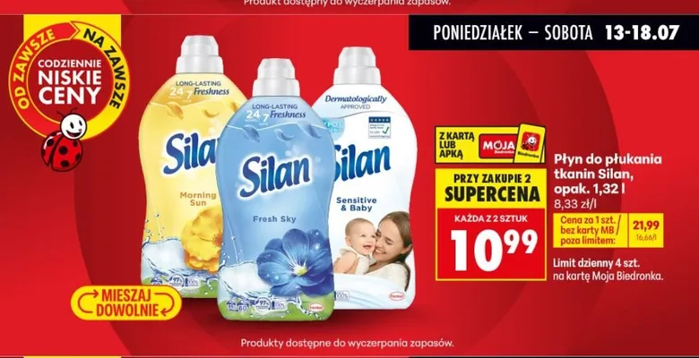 Płyn do płukania tkanin Silan Fresh Sky promocja w Biedronka