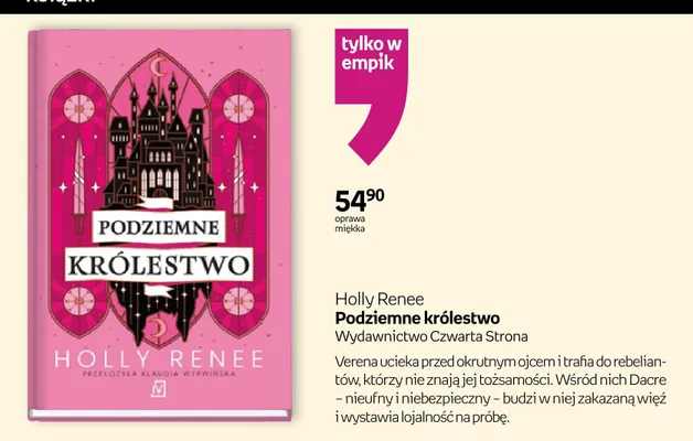Książka Podziemne królestwo Holly Renee promocja w Empik