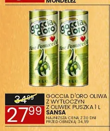 Oliwa z wytłoczyn z oliwek Sansa Goccia d'Oro promocja w Wafelek