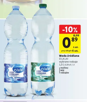 Woda źródlana gazowana O la la! promocja w Intermarche