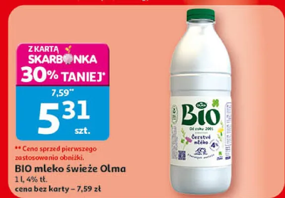 Mleko świeże BIO promocja w Auchan