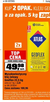 Wysokoelastyczny klej żelowy Atlas Geoflex promocja w OBI