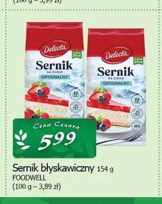 Sernik na zimno oryginalny bez cukru Delecta promocja w CEZAR Delikatesy
