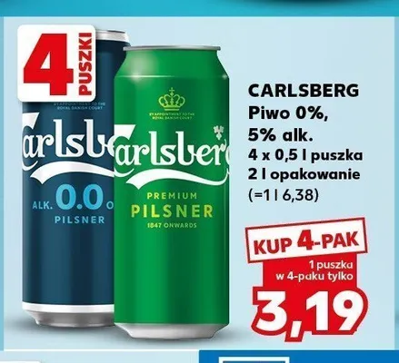 Piwo Carlsberg Premium Pilsner promocja w Kaufland