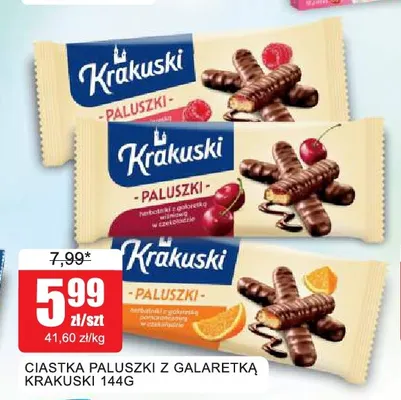 Ciastka Paluszki z galaretką wiśniową Krakuski promocja w Bingo