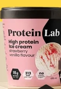 Lody proteinowe Protein Lab strawberry vanilla flavour bez dodatku cukru promocja w Netto