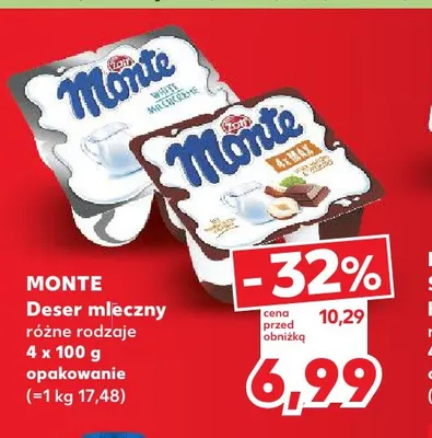 Deser mleczny Monte 4-pak promocja w Kaufland