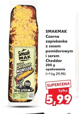 Czarna zapiekanka z sosem pomidorowym i serem Cheddar Smakmak promocja w Kaufland