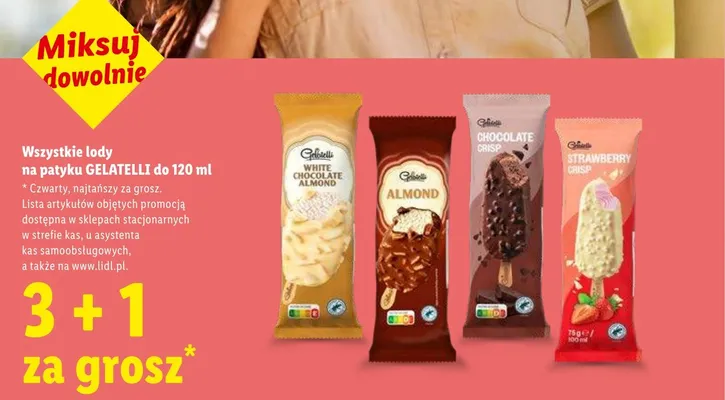 Lody na patyku Gelatelli promocja w Lidl