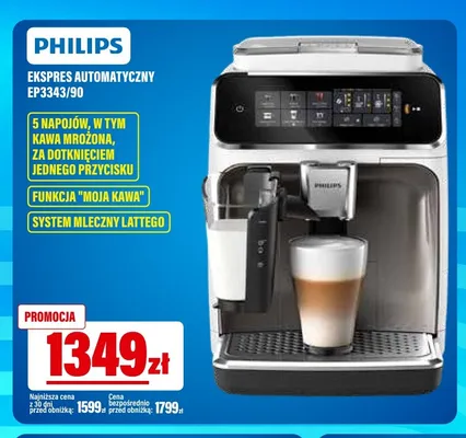 Ekspres automatyczny Philips EP3343/90 promocja w RTV EURO AGD