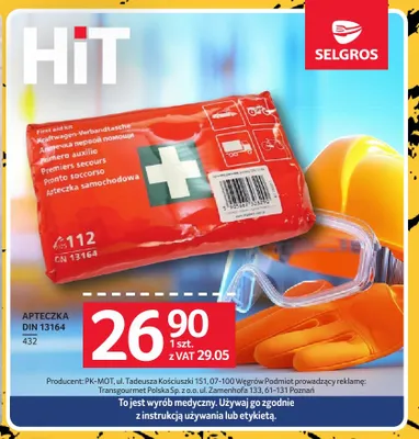 Apteczka samochodowa DIN 13164 promocja w Selgros