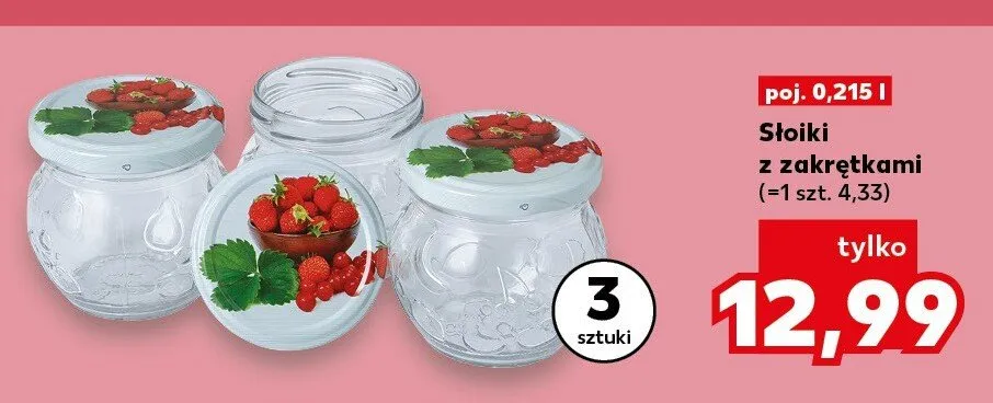 Słoiki z zakrętkami 3-pak 0,215 l promocja w Kaufland