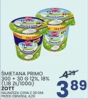 Śmietana różne rodzaje Primo promocja w Wafelek