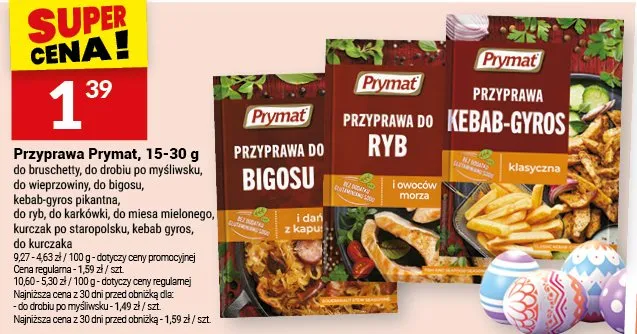 Przyprawa do bigosu, do ryb, do mięsa mielonego, do wieprzowiny, do bigosu, kebab-gyros pikantna, kebab-gyros łagodna, klasyczna, kurcząk ze stewgórki, kebab gyros, do kurczaka promocja w Twój Market