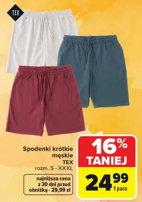 Spodenki krótkie męskie TEX promocja w Carrefour