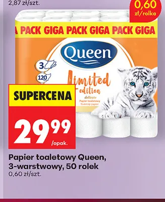 Papier toaletowy 3-warstwowy 50-pak Queen promocja w Biedronka