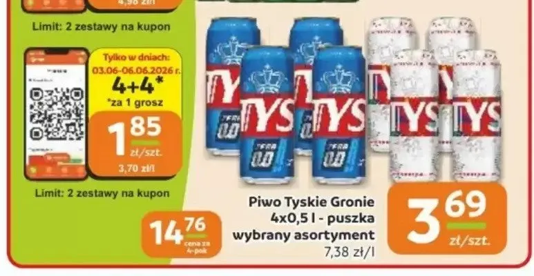 Piwo Tyskie 0% puszka promocja w Gama