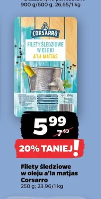 Filety śledziowe w oleju a'la matjas Corsarro promocja w Netto