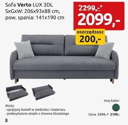 Sofa Verto LUX 3DL promocja w Black Red White