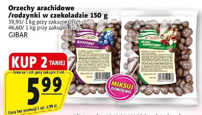 Orzechy arachidowe/rodzynki w czekoladzie promocja w Prim Market