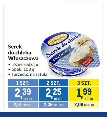 Serek do chleba Włoszczowa promocja w Makro
